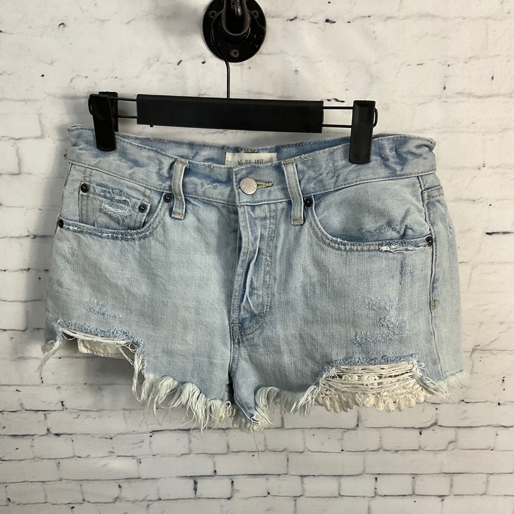 Free People We The Free Women Distress Cutoff Button Fly Jean Short Sz 27